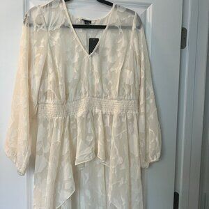 Torrid Chiffon Floral Hi-Low Blouse Ivory Beige Women’s Size Large NWT